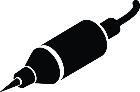 Silhouette vector of a tattoo machine pen with detailed tip design