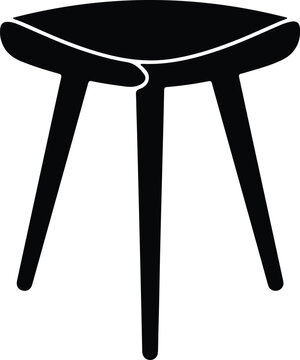 Silhouette vector of a three-legged stool side table design