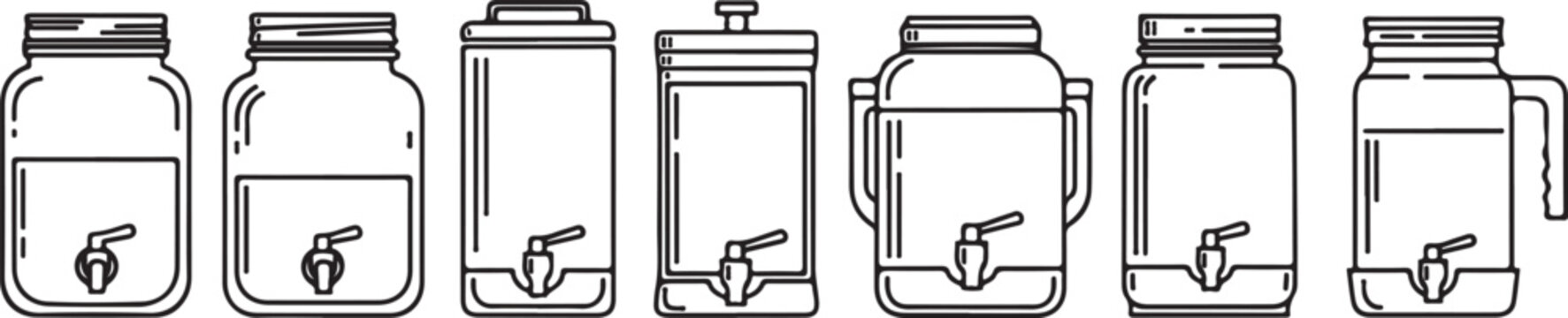 Seven flat design backpack icons in a row isolated Vector
