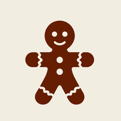 Obraz premium Gingerbread man icon in a simple design on a neutral background