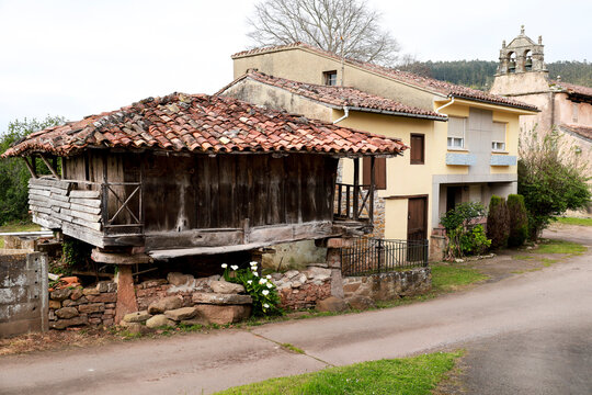 Traditional agricultural building called Horreo in Asturias, Spain