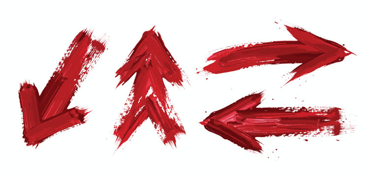 Four red arrows pointing in different directions on a white background