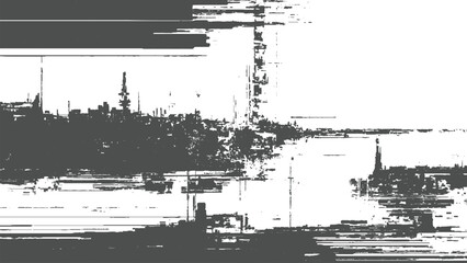 Fototapeta premium Distressed grunge texture with cityscape and water reflection abstract design element