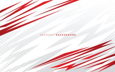 Obraz premium Dynamic abstract background featuring bold red diagonal lines and geometric shapes on transparent white base