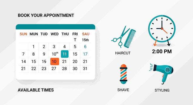 Barber Shop Appointment Schedule Calendar.