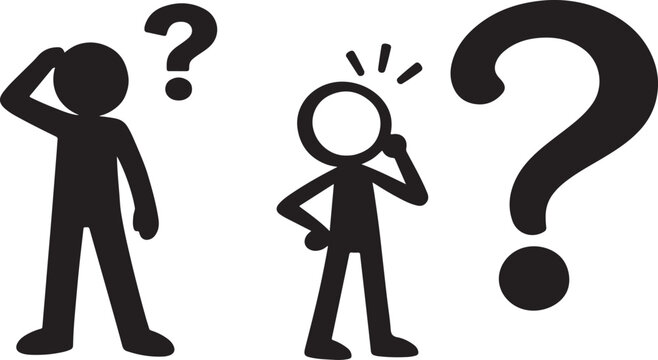 Thinking stick figure graphics for problem solving and decision making related concepts