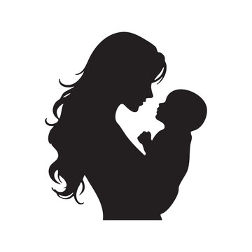  Happy mother's day or Mother and daughter silhouette of