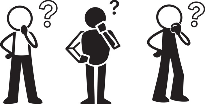 Question mark and thinking themed graphics for decision and strategy related concepts