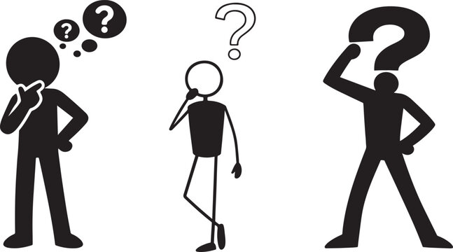 Question mark themed thinking graphics for analytical and problem solving concepts