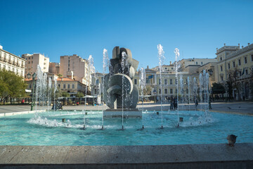 Modern sculpture and fountain in Syntagma Square Athens Greece © Tomas Bazant
