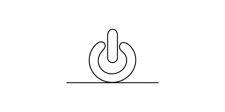 Simple line art power button icon on white background for interface design