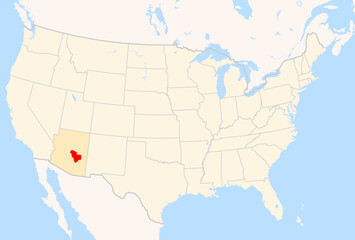 Obraz premium Locator Map of the County Gila (Arizona, US) showing the Contiguous United States with the highlighted County