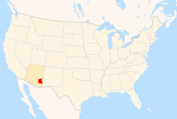 Fototapeta premium Locator Map of the County Graham (Arizona, US) showing the Contiguous United States with the highlighted County