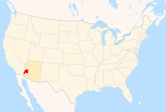 Locator Map of the County La Paz (Arizona, US) showing the Contiguous United States with the highlighted County