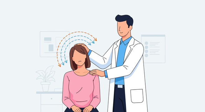 Doctor examining female patient neck 2.