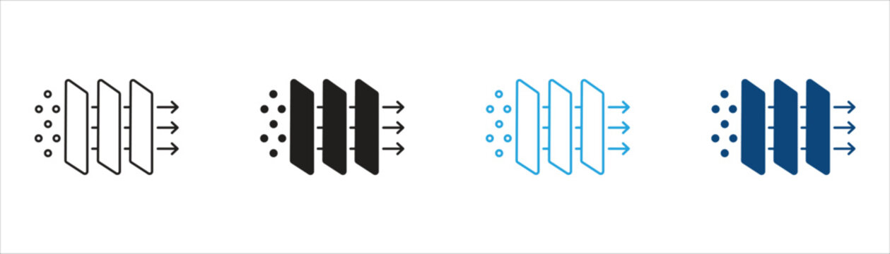 Air Filter Icon Collection. Ventilation and Filtration System Symbols Set, Vector Illustration.