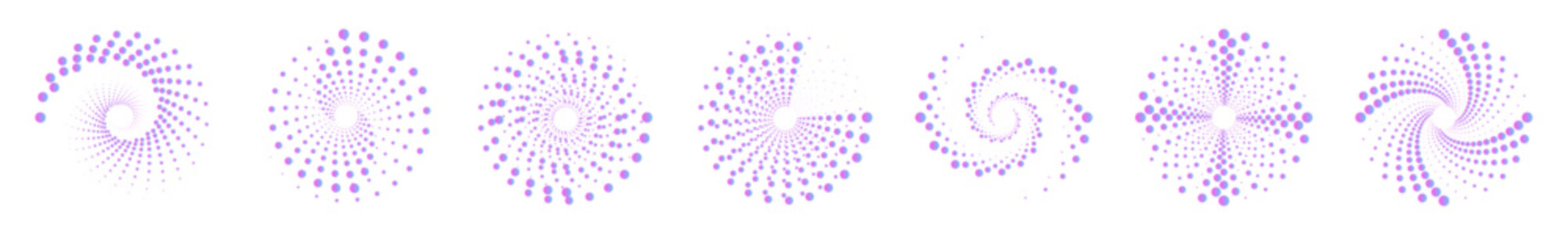 Modern abstract halftone circle background with dotted geometric frame and vector design elements for branding and UI kits. PNG minimal radial circle frame.