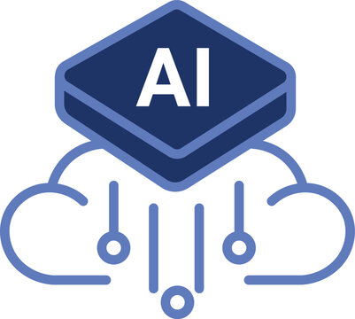 Futuristic quantum computing artificial intelligence AI icon vector for advanced cybersecurity network and digital automation database