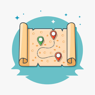 Treasure Map with Route and Pins