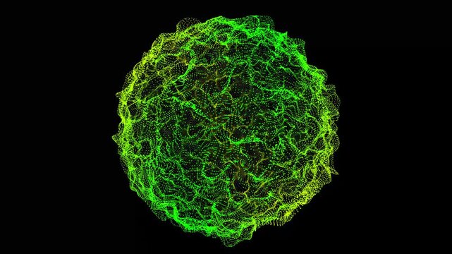 3D rendering of a green glowing sphere with intricate internal