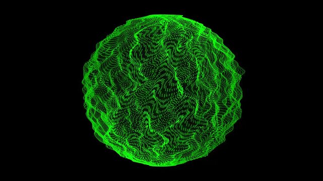 3D rendering of a green abstract sphere with intricate patterns
