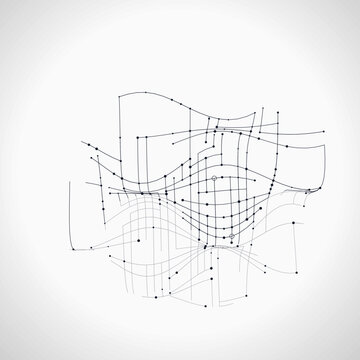 Digital Wireframe Wave Surface Background
