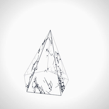Futuristic Geometric Wire Pyramid Illustration