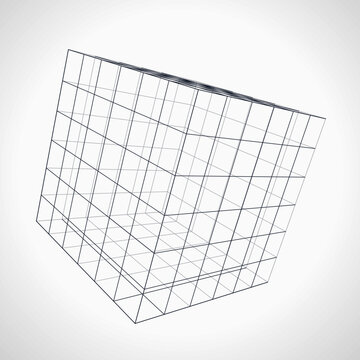 Futuristic Geometric Wire Cube Illustration