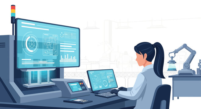 Woman working on computer technology.