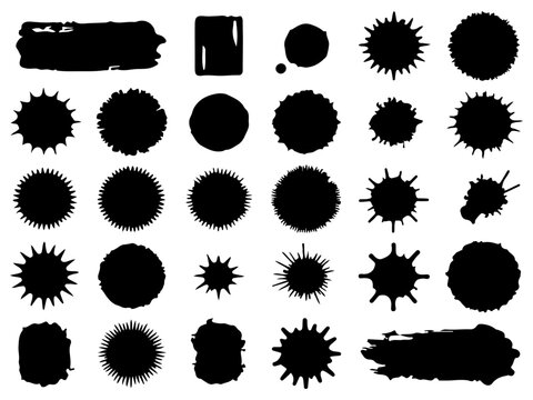 Abstract Black Brush Strokes Set Illustration Design Collection on White Background. Modern Artistic Ink Brushes, Hand Drawn Paint Texture Elements.