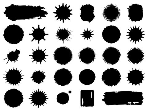 Abstract Black Brush Strokes Set Illustration Design Collection on White Background. Modern Artistic Ink Brushes, Hand Drawn Paint Texture Elements.