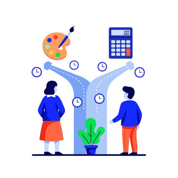 Conceptual Illustration of Career Choices and Time Management.