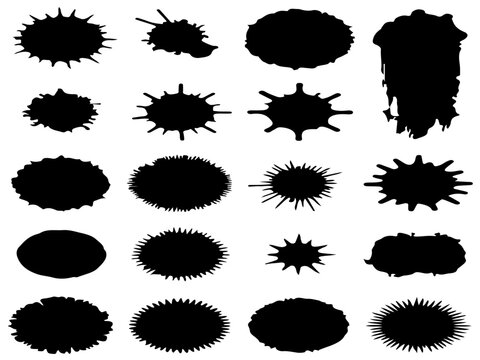 Abstract Black Brush Strokes Set Illustration Design Collection on White Background. Modern Artistic Ink Brushes, Hand Drawn Paint Texture Elements.