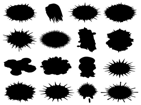 Abstract Black Brush Strokes Set Illustration Design Collection on White Background. Modern Artistic Ink Brushes, Hand Drawn Paint Texture Elements.