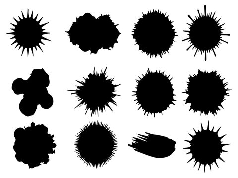 Abstract Black Brush Strokes Set Illustration Design Collection on White Background. Modern Artistic Ink Brushes, Hand Drawn Paint Texture Elements.