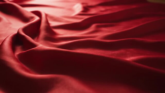 Luxurious, flowing, deep crimson flowing fabric with gentle, luminous waves and soft shadows, evoking feelings of richness, passion, and opulent texture in a captivating and visually stunning