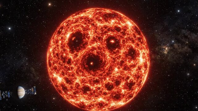 Sun like hot hypergiant star, impossibly massive red supergiant, deep space