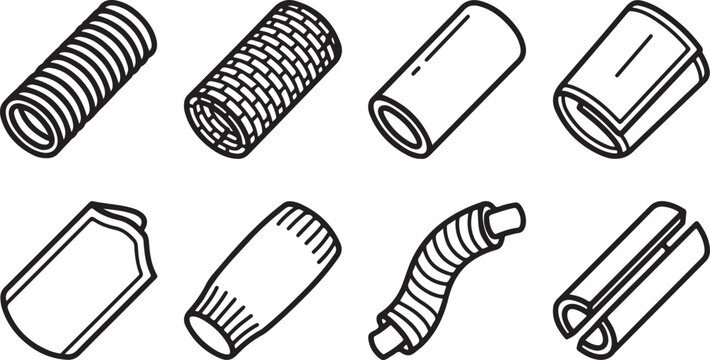 Set of eight realistic hair ribbons in black and gray colors vector Vector