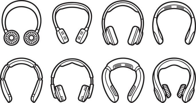 Black and white vector illustration of stylized human ears and earrings Vector