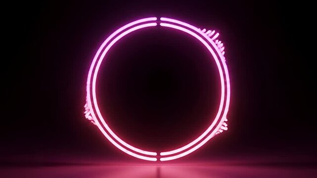 Abstract Neon Ring Sound Waveform Visualizer Animation.