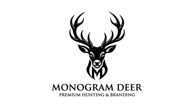 Elegant deer head monogram logo design.