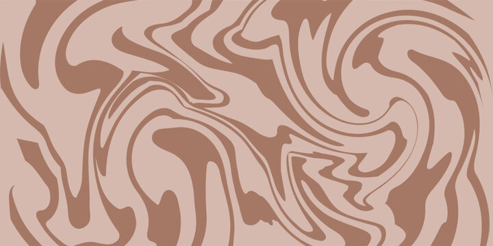 Abstract background pattern with mocha coffee waves. Psychedelic groovy trippy y2k retro seamless pattern in brow and beige colors. Wavy and swirled brush strokes .vector eps 10