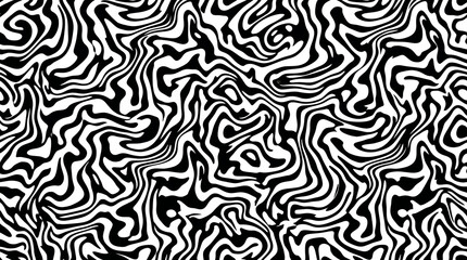 Obraz premium Abstract black and white liquid marble seamless pattern, trippy psychedelic wavy lines texture vector background