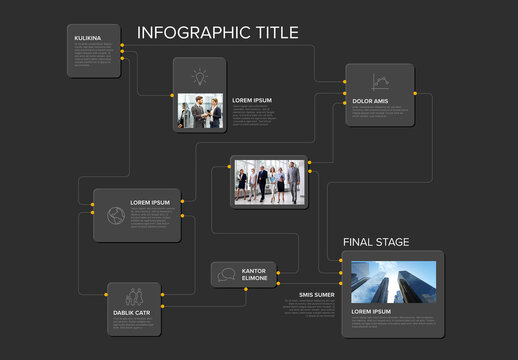 Modern Business Infographic Template with Connectors and Photo Placeholders