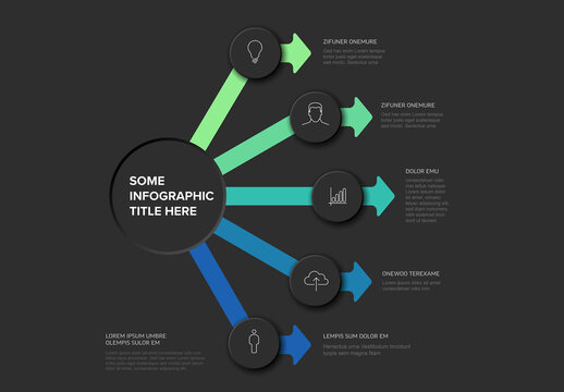 Business Infographic Template with Five Steps and Colorful Arrows