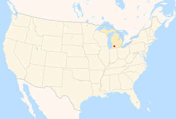 Fototapeta premium Locator Map of the County Kalamazoo (Michigan, US) showing the Contiguous United States with the highlighted County