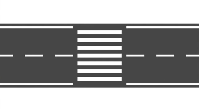Pedestrian crossing on a dark asphalt road with white stripes.