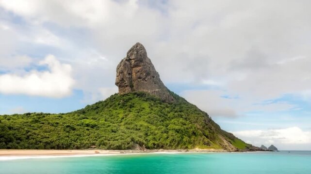 Fernando de Noronha in Brazil. Morro Dois Irmaos and Baia dos Porcos.