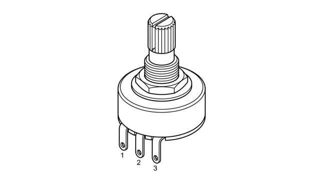 Rotary potentiometer electronic component diagram.