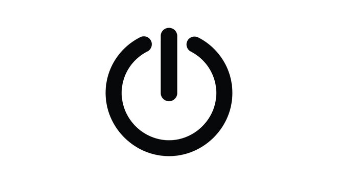 power button icon black on white background